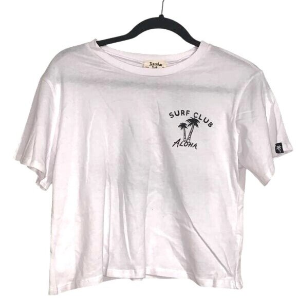 Local Lab White Surf Club Aloha Graphic Tee XS 100% Cotton - Picture 1 of 6